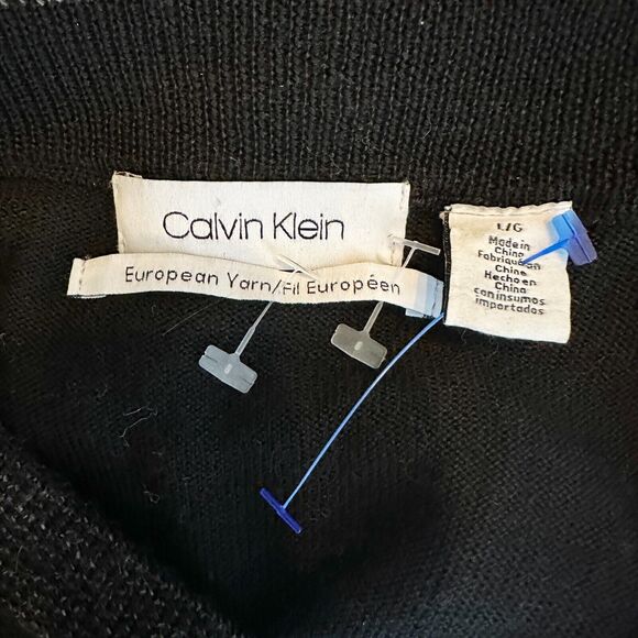 Calvin Klein Cardigan Men L Black Gray Euro Merino Sweater Preppy Classic NWOT - Picture 5 of 9